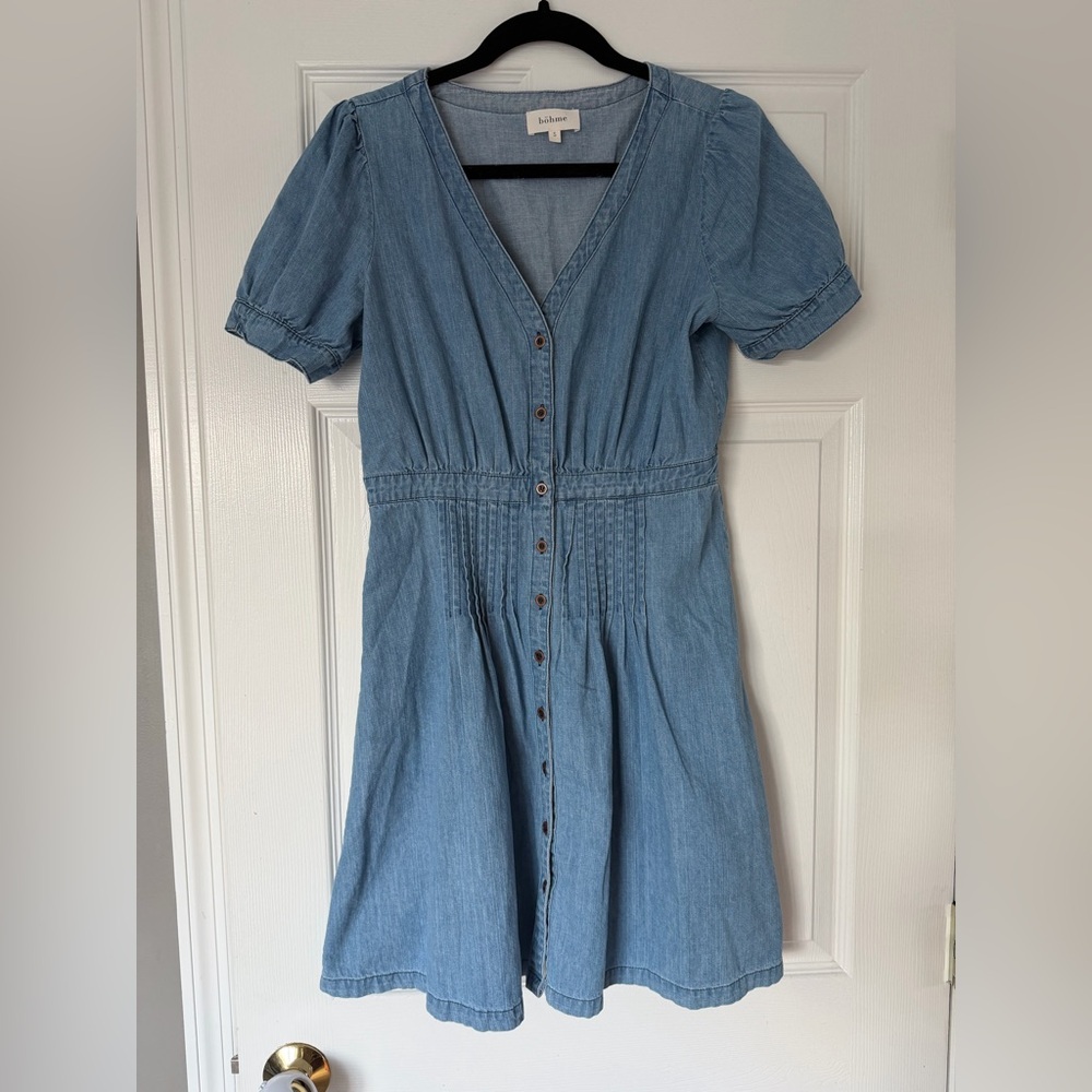 Bohme Womens Button-Down Dress, Size Small, Denim/Chambray, Western, Bohemian